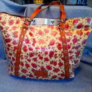 Patricia Nash Benvenuto Rosso Fiore Tote Leather